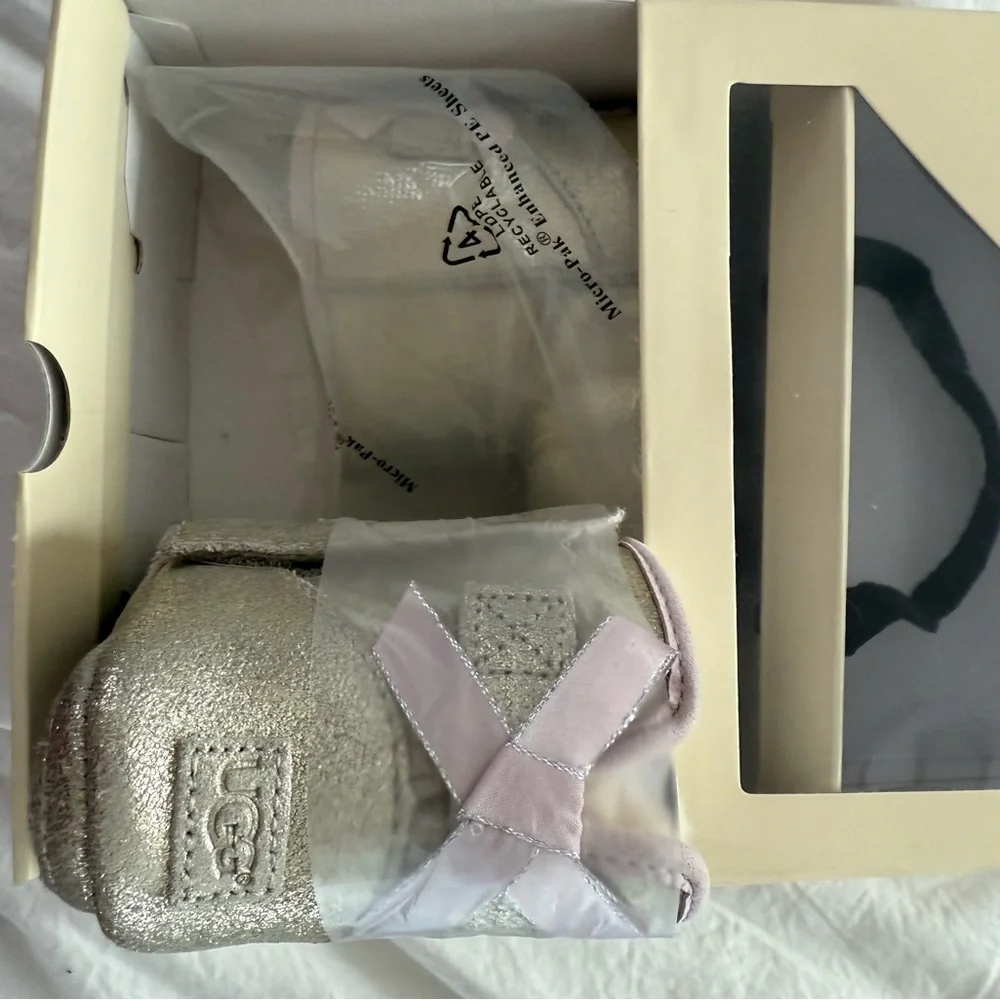 UGG Kids Metallic Silver Booties